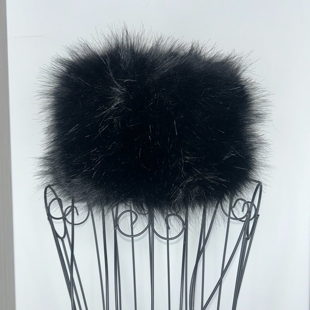 Fluffy Black Faux Fur Hat